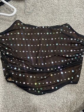 Black Mesh Corset with Iridescent Studs